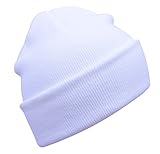 DIDKU White Beanie Winter Hat Mens White Slouchy Beanie Knitted Cap White