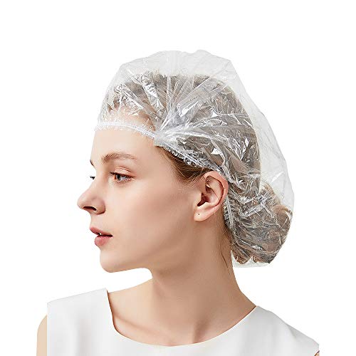 Disposable Shower Caps Plastic Waterproof Clear Bath Caps Shower Hair Caps for Home Use,Women Spa,Hotel and Hair Salon, Portable Travel Normal Size (100 Pcs)
