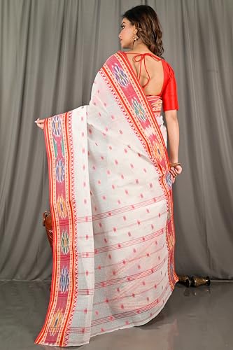 Image of eC ESHA'S COLLECTION Women's Traditional Pure Cotton Katki Tant Saree Without Blouse Piece