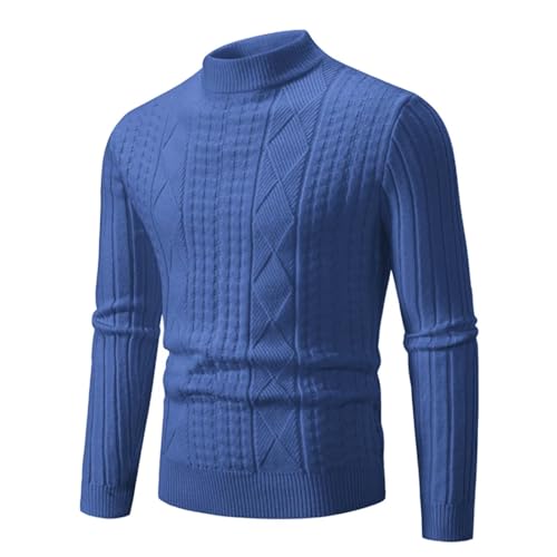 Men's Mock Neck Pullover Knit Sweater Slim Fit Solid Color Warm Autumn Winter Casual Top4