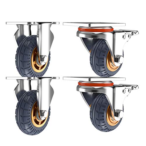 Roulettes industrielles 3 et 4 pouces avec frein, lot de 4 roues robustes 360 kg charge lourde