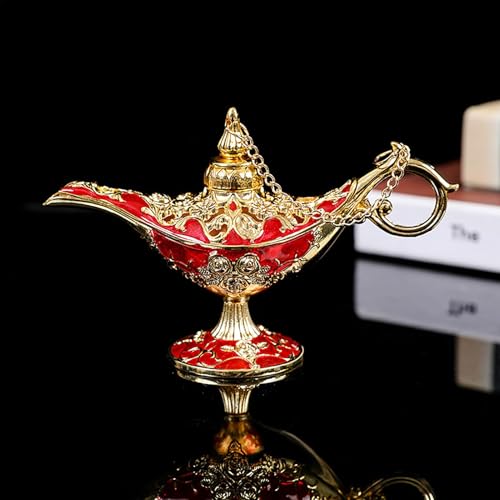 Aladdin Lamp - 8Cm Alloy Aladdin Lamp Prop,Aladdin Lamp Ornaments,Aladdin Lamp Desktop Decoration,Classic Arabian Costume Props Lamp,Wishing Lights Prop for Home Wedding Tabletop Deco - Image 3
