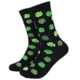 St Patricks Day Socks for Women and Men, Lucky St Pats Day Crew Socks, Fun Green Shamrock Holiday Costume, Novelty Irish Themed Gifts for Youth Girls Boys Teens Party Parade Running Athletic