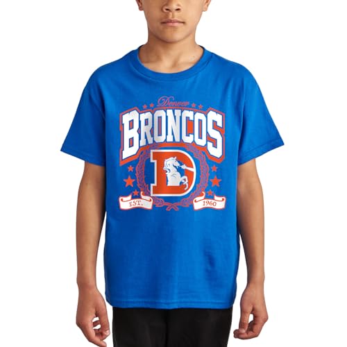 Junk Food NFL - Denver Broncos - NFL Prep - Officially Licensed Youth Short Sleeve Fan Tee for Boys and Girls Royal Blue