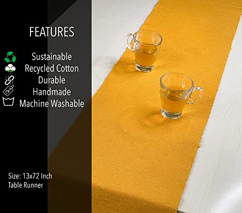 Chardin Home Recycled Cotton Mustard Yellow Table Runner, Solid Ribbed Runner 13X72 Inches, Great For Everyday Usage, Parties, Holiday Dinners And Even Everyday. #TOP3