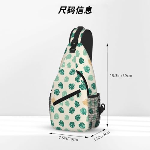 Image of SUPLUCHOM Sling Bag Tropical Leaf Hiking Daypack Crossbody Shoulder Backpack Travel Chest Pack for Men Women