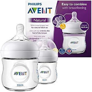 Philips Avent SCF030 / 27 - 125 ml natural bottle, Pack of 2 baby bottles, Transparent