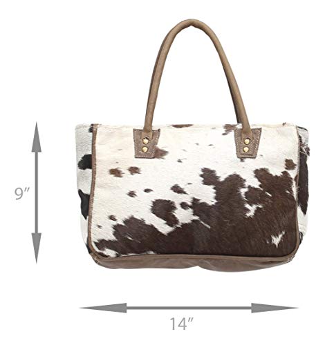 Image of Myra Bag Cow Print Purses for Women - Canvas and Hairon Bag with Leather Shoulder Strap, Western Style Women's Purses