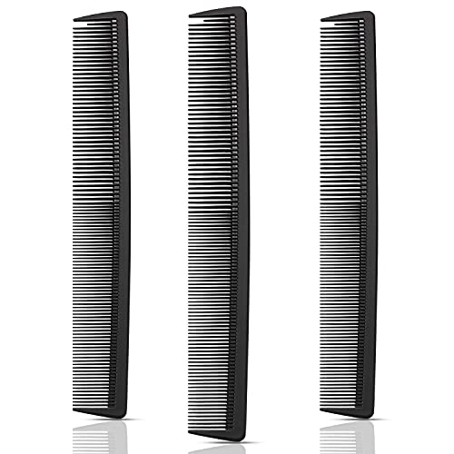 3 Pièces Peigne de Coupe de Cheveux en Fibre de Carbone Fine et Peigne à Cheveux à Dents Standard Peignes Antistatiques Résistants à la Chaleur Peignes de Coiffure Noirs pour Femmes Hommes