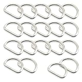 CRAFTMEmore D-Ring Findings Metal Non Welded D Rings for Belts Bags Landyard Leathercraft Available 4 Colors 3/4 & 1 Inch Pack of 20 (1 Inch, Silver)