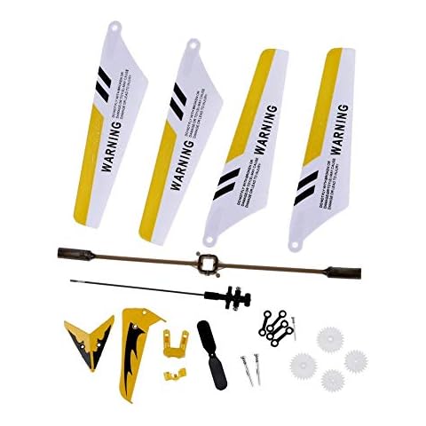 1PC Remote Controlled Helicopter Full Replacement Parts Set for Syma S107 / S107G RC Helicopter, Main s,Tail Decorations,Tail,Balance Bar,Connect Buckle, Inner Shaft. Yellow Cover