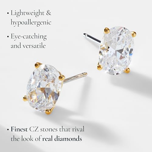 Nadri Oval Stud Earrings - Cubic Zirconia Earrings for Women, Bridesmaid Gifts for Wedding Day, Hypoallergenic Small Stud Earrings for women For Any Occasion4