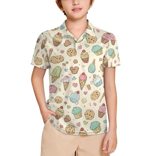 Boys' Classic Polo Shirts Short Sleeve Moisture-Wicking Golf & Tennis Shirts for Youth Teens Pink Halloween Pumpkin Star