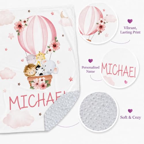 Image of Personalized Baby Blanket for Girls, Custom Nursery Blanket with Name, 30 x 40 Inch Soft Minky Blanket for Baby Toddlers, Newborn Print 04