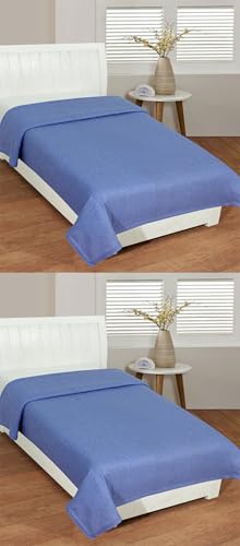 Image of Dream Living Woolen Blanket Warm and Super Soft Single Bed Blankets for All Season Multipurpose Polar Fleece /Summer 300 TC AC Blanket /Single Bed Blanket /Light Weight Blanket (Blue, Pack of 2)