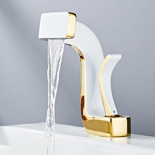 Robinet mitigeur cascade noir et or pour résoudre les éclaboussures de salle de bain