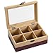 Produktbild Kesper® | Tee-Box, Material: FSC®-zertifizierter-Bambus  6 Fächer  mit Sichtfenster & Retro-Verschluss  Teebox zur Aufbewahrung, Maße: 21,5x15x8,5 cm  ohne Tee, Farbe: Beere-Natur | 58943