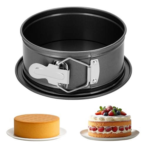 GeekLeaf Kuchenform zum Backen Runde Springform mit Losem Boden Leichtes Lösen für Käsekuchen Antihaft-Backform mit Losem Boden für Restaurants Haus und Küche Grau 15×6 5 cm