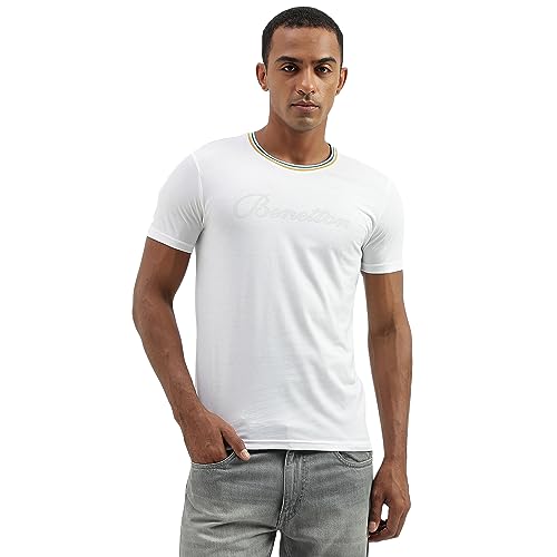 Image of UNITED COLORS OF BENETTON Men's Cotton Solid Regular Fit T-Shirt