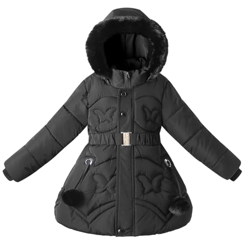 Little Girls Puffer Winter Jacket Coat Fleece Lined with Hood Long Warm Clothes