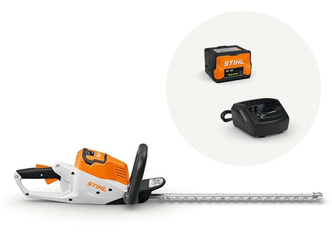 STIHL HSA 50 Set Tagliasiepi a Batteria con Batteria AK 10 e Caricatore AL 101 – Lama da 50 cm, Sistema AK 36V, Leggero e Silenzioso per Siepi e Arbusti