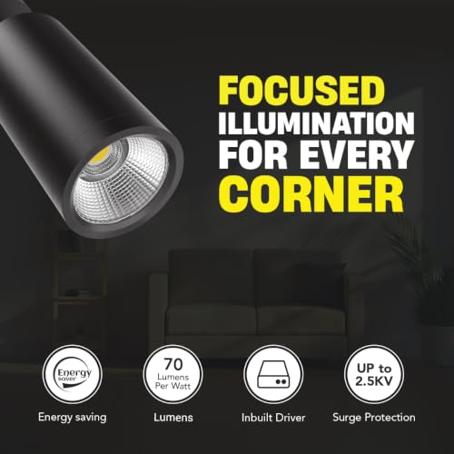 Image of Goldmedal Bibo 7W LED Surface Spotlight | Focus Light |Warm White (3000K)| Adjustable Base | with 36Beam Angle | for Kitchen,Living Room & Malls | Up to 70 Lumens Per Watt | Body Colour:Black