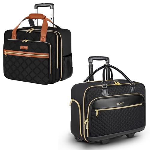 Ytonet Rolling Briefcase for Women, 17.3 Inch Rolling Laptop Bag with Lock, Water Rresistant Wheeled Computer Bag with Insulated Pocket