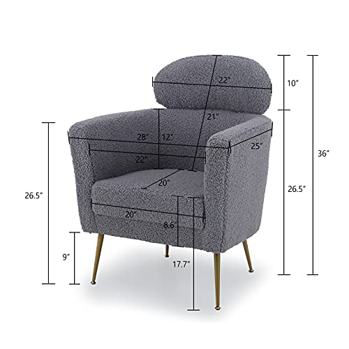 Sillón Medio Respaldo Sherpa Gris Metal miniatura 2