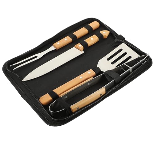 Set portátil de 4 utensilios para parrilla en acero inoxidable miniatura 1