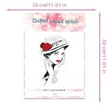 cukol cukol Haft krzyżykowy - 30 x 30 cm płótno pełny zestaw dla dorosłych, 11CT wstępnie wydrukowany model pięknej damy, łatwy zestaw do kreatywnego wypoczynku z nitkami do aktywności ręcznej dla