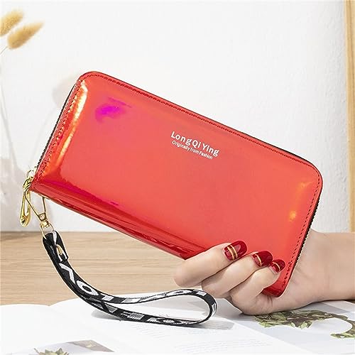 Wallets for Women Leather Travel Long Purse Minimalist Large Capacity Credit Card Holder Clutch Wallet, Red, One Size2