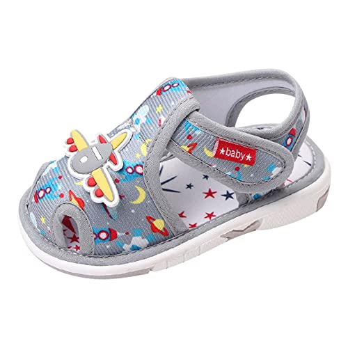 EraAja Zapatillas de estar por casa para niños, diseño de dinosaurio, fondo plano, no deslizantes, transpirables, suaves, dibujos animados, espaciales, zapatos para bebé, gris, 23 EU