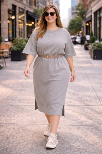 Image of ESTEEZ Womens Oversized Cotton High Low Tunic T-Shirt Dress