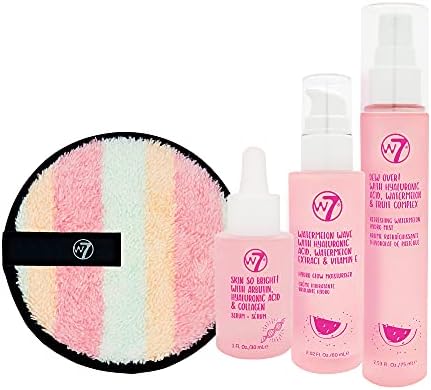 W7 - Brighten Up Essential Gift Set - Moisturiser, Reusable Cleansing Cookie, Toner and Face Mist - Soothing Skin Care Kit for Beautiful Skin