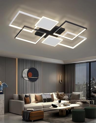 Plafonnier LED rectangulaire moderne intensité variable noir blanc 110cm - 3