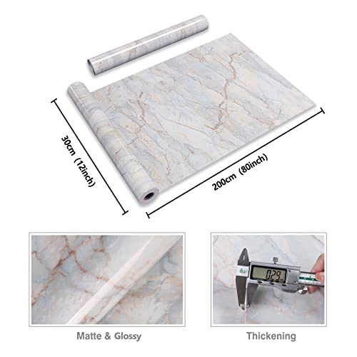 Cre8Tive Cyan Gold Marble Contact Paper For Countertops Waterproof Glossy Cracked Marble Wallpaper Peel And Stick Countertops Removable Self Adhesive Thick Marble Vinyl Wall Paper For Bathroom 12 Inchx80 Inch thumb #7