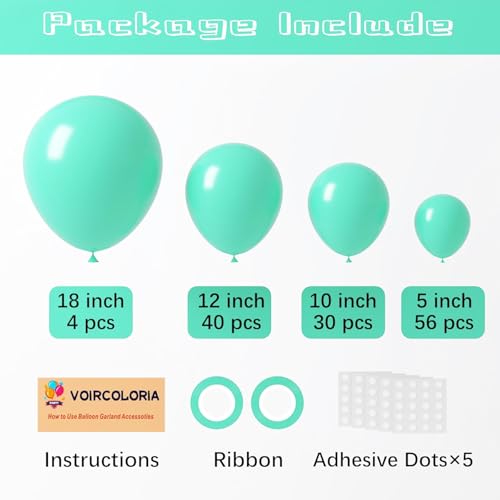 Image of Voircoloria 110pcs Teal Balloons 12inch Turquoise Latex Party Balloons for Graduation, Wedding, Birthday, Bridal Shower, Baby Shower, Anniversary Party Decorations