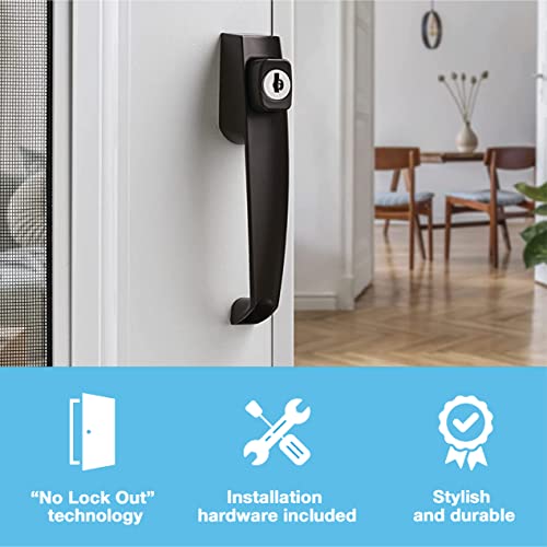 Wright Products - Tie Down Keyed Push Button Door Latch For Screen And Storm Doors, Florida Bronze #TOP6