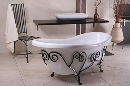 Freistehende Luxus Badewanne Mediterran Weiß/Schmiedeeisen - 6