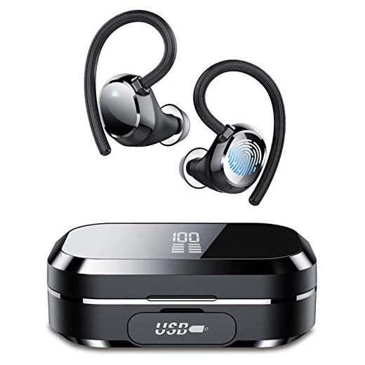 Tiksounds Bluetooth-hörlurar, Bluetooth-hörlurar i öra med digital display, 150 timmars speltid, IPX7 vattentäta, hörlurar trådlösa med CVC8.0 brusreducering, för sport och arbete