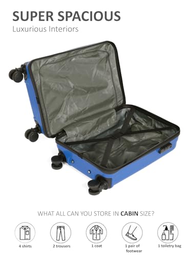 Image of Teakwood Small Size 8 Wheels Trolley Bag, Hard Cabin with Zipper Closure, Adjustable Push Button & Cross Side Strap, Number Lock System 360 Degree (Small, Royal Blue)