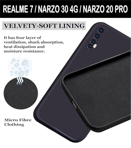 Image of BlazeTech for [ Realme 7 / Narzo 20 Pro ] Liquid Silicone Back Case Cover Flexible |Inner Lining| with Camera Protection Back Cover for [ Realme 7 / Narzo 20 Pro ] - Black