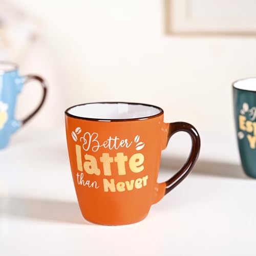 Image of Nestasia Ceramic Coffee Mugs Set of 4 (210ml Each) - Quirky Quotes Tea & Coffee Cups with Glossy Finish | Microwave & Dishwasher Safe Cups - Ideal for Gifting (Colourful)