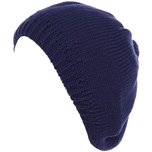BYOS Women's Winter Urban Boho Toasty Warm Fleece Lined Rib Knit Beret Beanie Hat