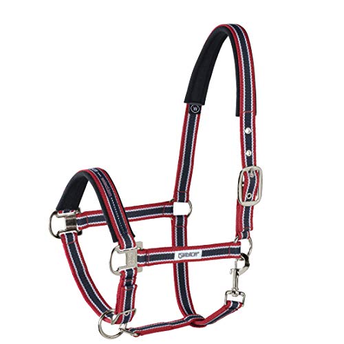 Eskadron Halfter Dornschnalle New Basic in Chili-White-Nightblue, Größe:Warmblut