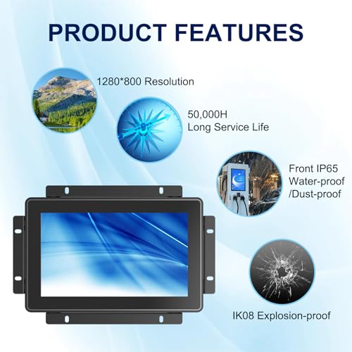 Image of Industrial Capacitive Touch Display 8 Inch 24 /7 Continuous Working Open-Frame Monitor, 1024x768 Capacitive LCD Monitor with VESA Mount for HMI Industrial Equipment