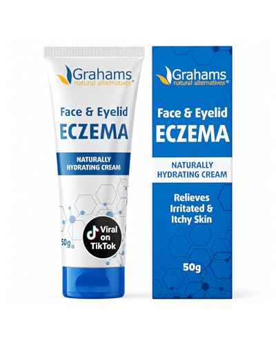 Grahams Natural Face & Eyelid Eczema Cream - Treatment for Eczema Dermatitis Itch Relief Redness Inflammation & Very Dry Skin - with Colloidal Oatmeal - Hypoallergenic & Steroid-Free (1 x 50g)