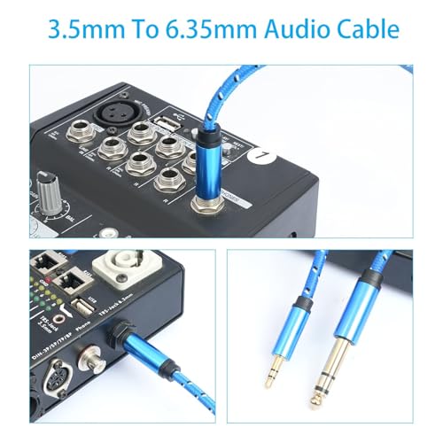 Cable estéreo 3.5mm a 6.35mm de 2.01 m azul miniatura 3
