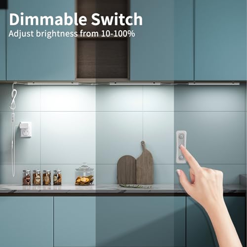 Image of ASOKO Dimmable Led Under Cabinet Lighting for Kitchen - 6 Pcs 12 inches Linkable Led Counter Light Bars, Cold White 5000K,DC24V,18W