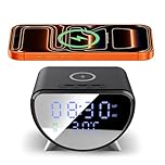 FDGAO Wireless Charger with Digital Alarm Clock, 15W Fast Wireless Charging Station for iPhone/Samsung Galaxy/Note,Alarm Clocks Bedside,12/24H Clock,LED Display with Temperature,Black